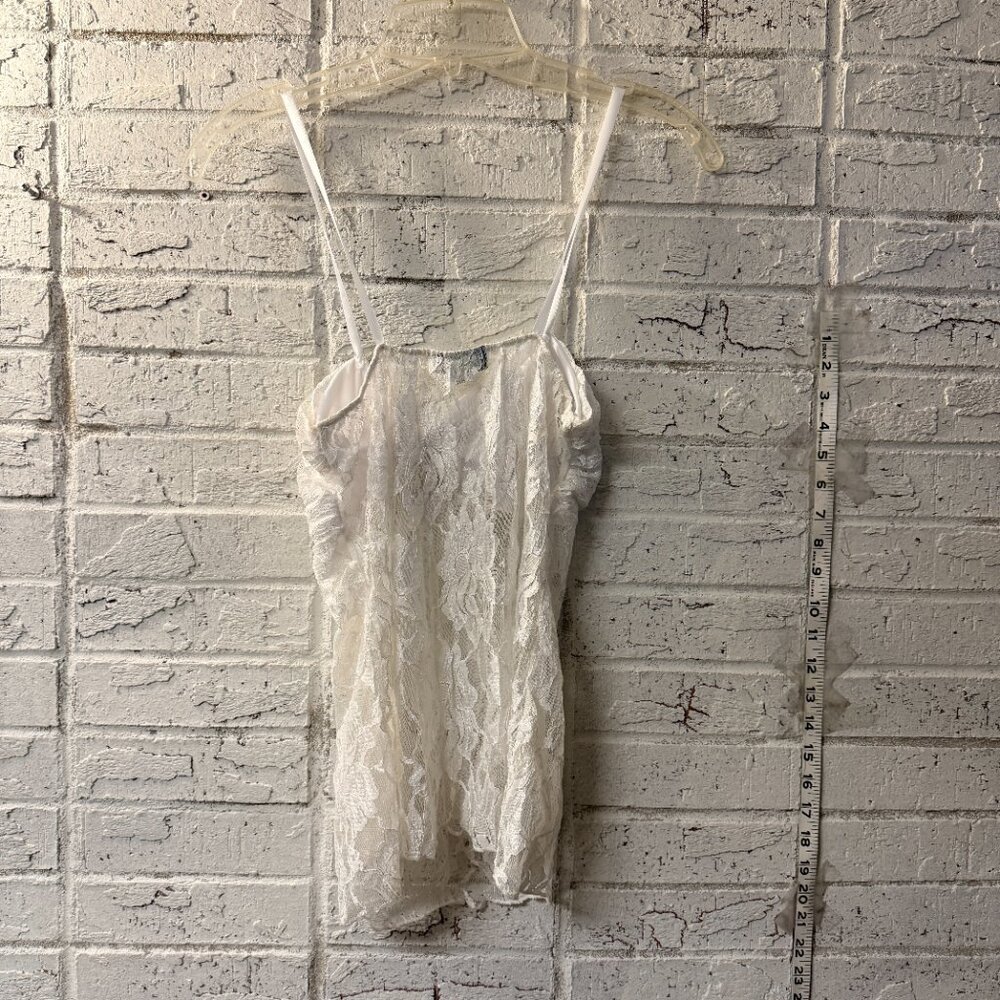 Vintage 90s Lace Lingerie Camisole Pajama Top Belle Amie USA Ivory Size L - Picture 6 of 9